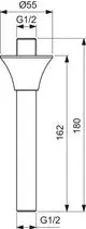Deckenanschluss in schlichtem Design, gefertigt aus Metall. Es handelt sich um ein Produkt von Ideal Standard, geeignet für die Installation in Decken.